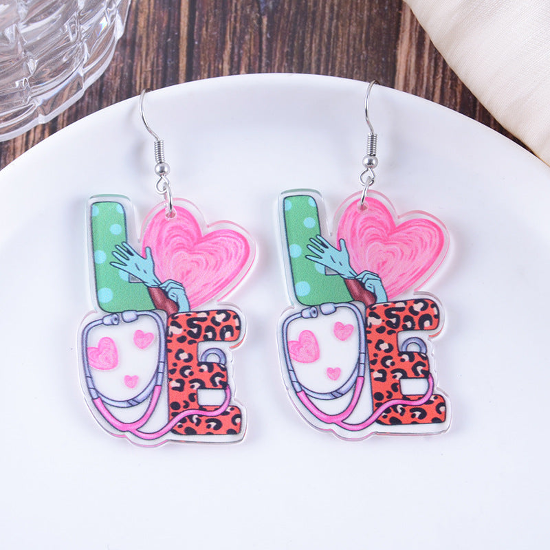 Wholesale Valentine's Day Boots Love Acrylic Earrings