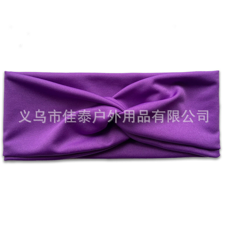 Wholesale Women's Solid Color Cross Hair Band Elastic Wide-brimmed Hair Band Exercise Running Sweat-absorbent Headband