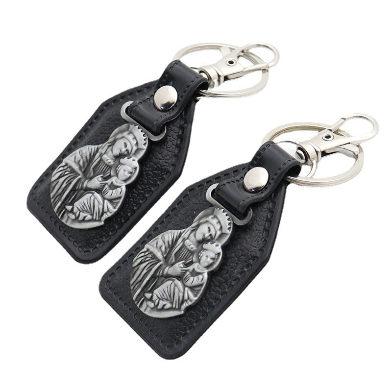 Wholesale Retro Metal PU Combination Car Pendant Keychain Jewelry Pendant