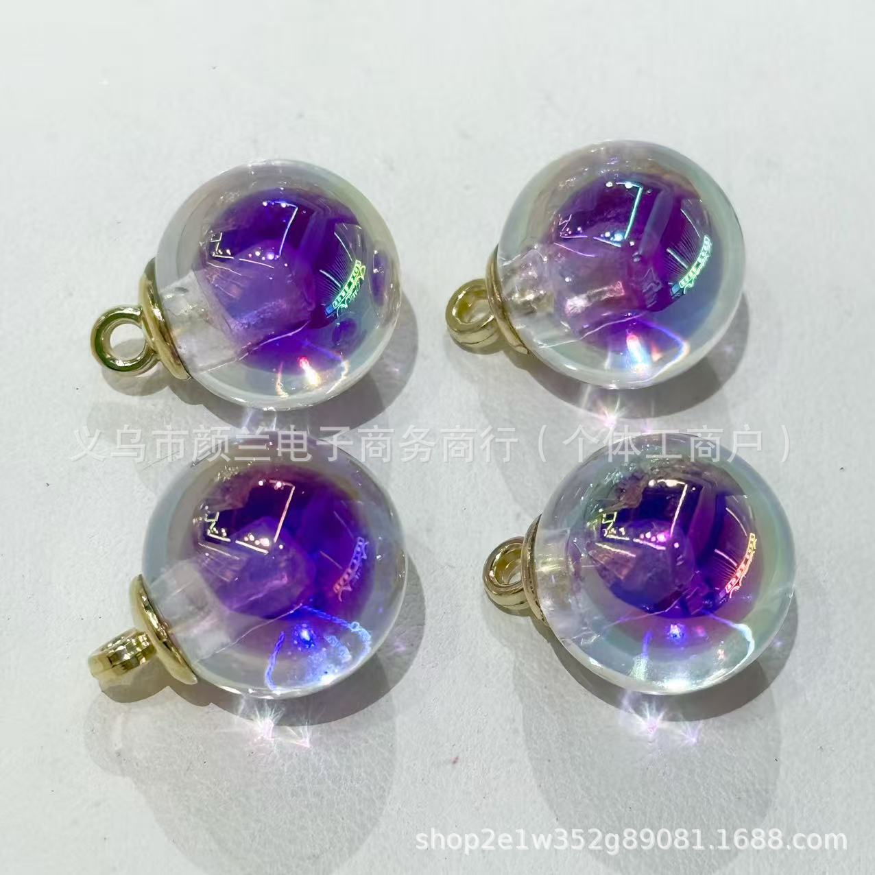 Wholesale 200pcs Colored plated hanging hole acrylic round beads