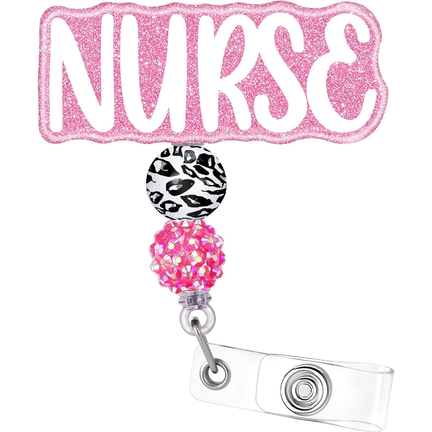 Wholesale Plastic Beaded Badges, Scroll Extendable Keychains