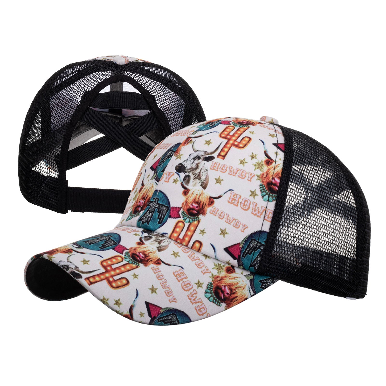 Wholesale Cotton Polyester Cross Ponytail Baseball Hats