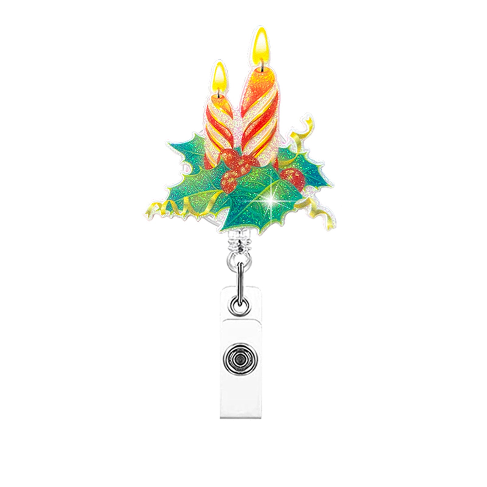 Wholesale Christmas Santa Claus Sparkling Pink Snowman Elk Flower Ring Acrylic Emblem Scroll Retractable Keychain