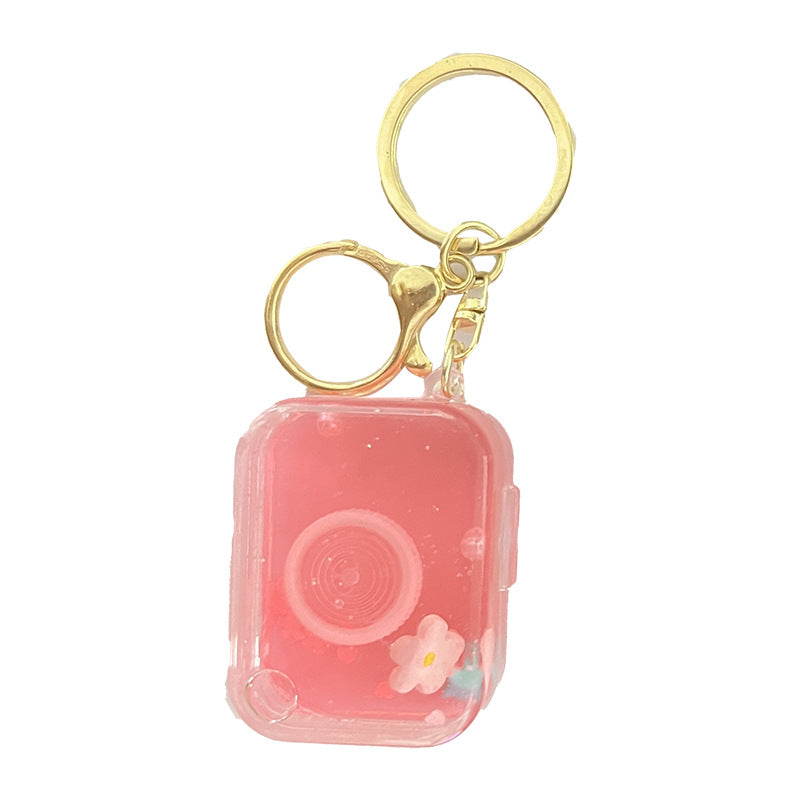 Wholesale Acrylic Camera Quicksand Bottle Key Chain