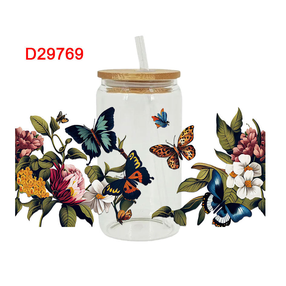 Wholesale butterfly patterns   16oz Cup UV DTF Wraps