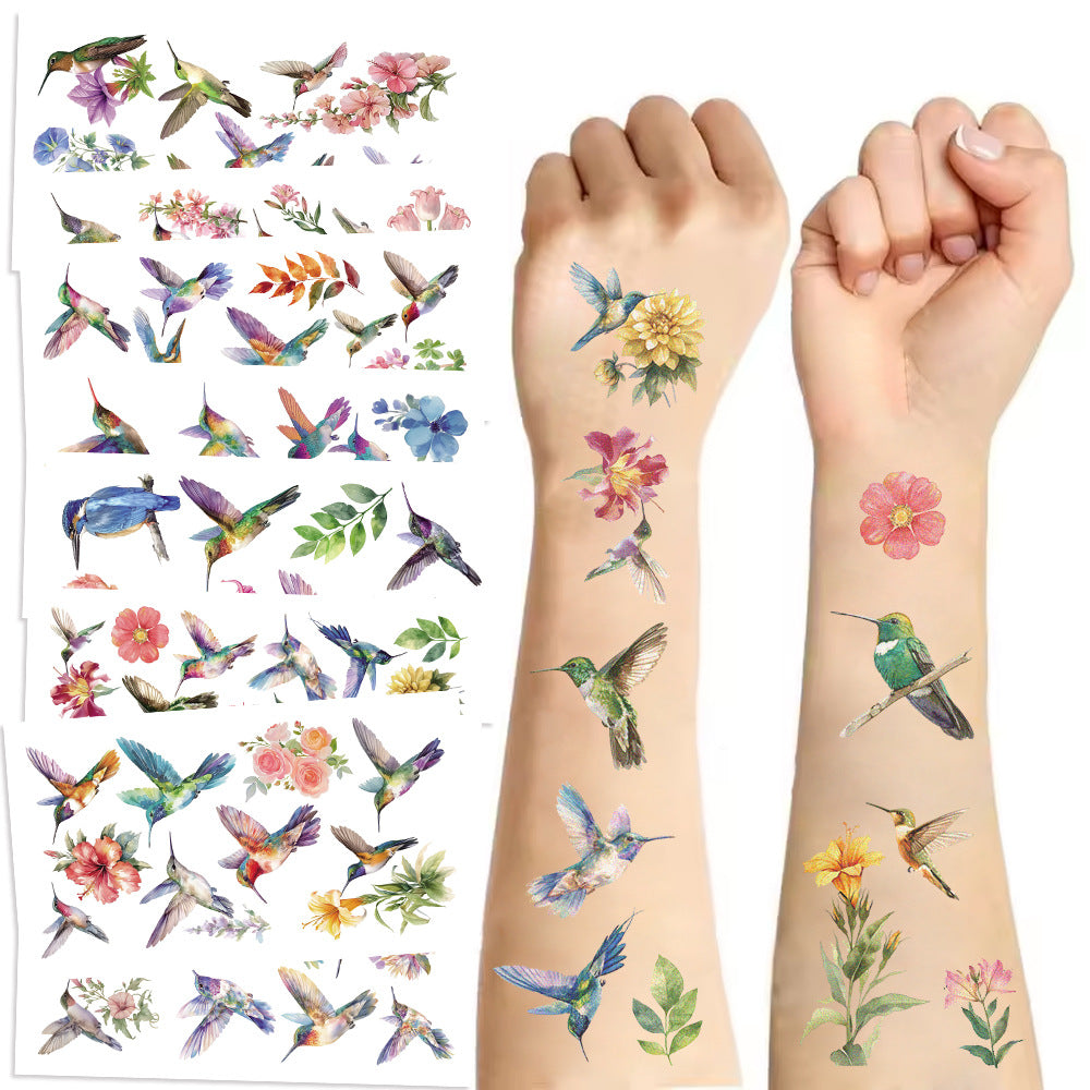 Wholesale 10pcs/pack Cartoon Watercolor Bird Tattoo Waterproof Party Party Gift Funny Fun Face Stickers Cross-border