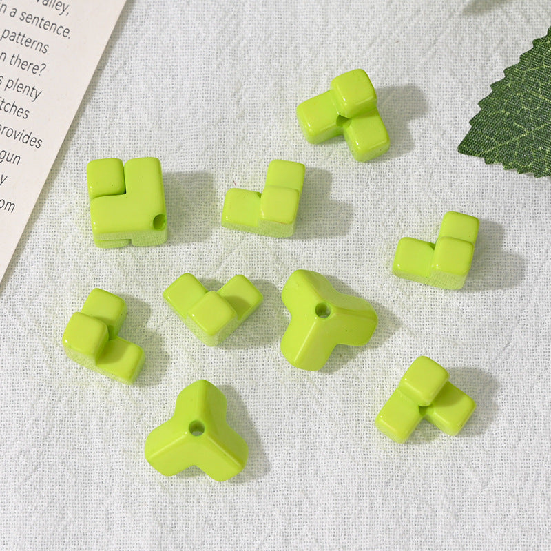 Wholesale  10pcs/pack Acrylic dopamine splicing oblique hole square stacking loose beads  Acrylic Beads