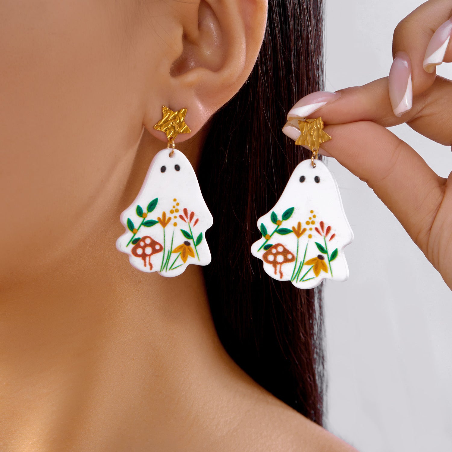 Wholesale  Acrylic Flower Ghost Skull Tree Earrings