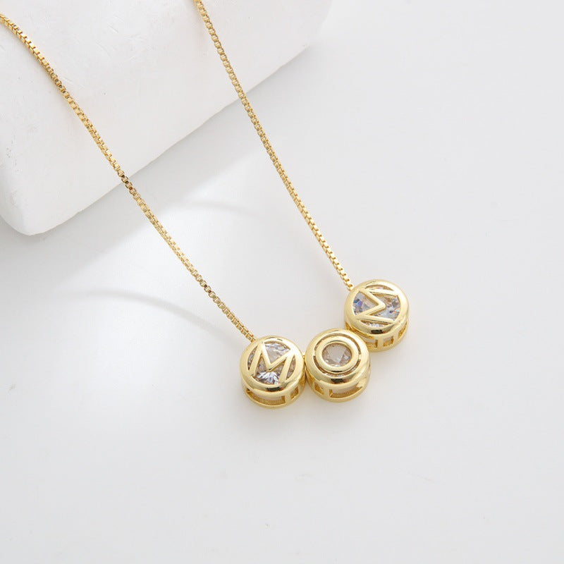 Wholesale 26 English letters inlaid with zircon stones  Pendant Charms