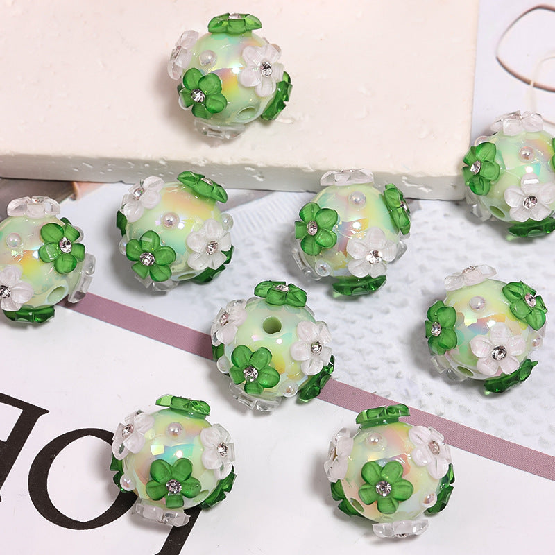 Wholesale 5PCS DIY Pearl Flower Acrylic Beads