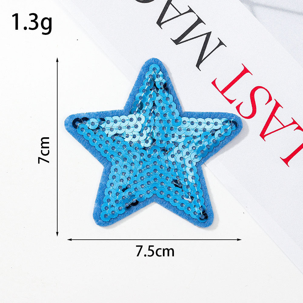 Wholesale Glitter sequined fabric patches,  multi-colored star DIY Patches