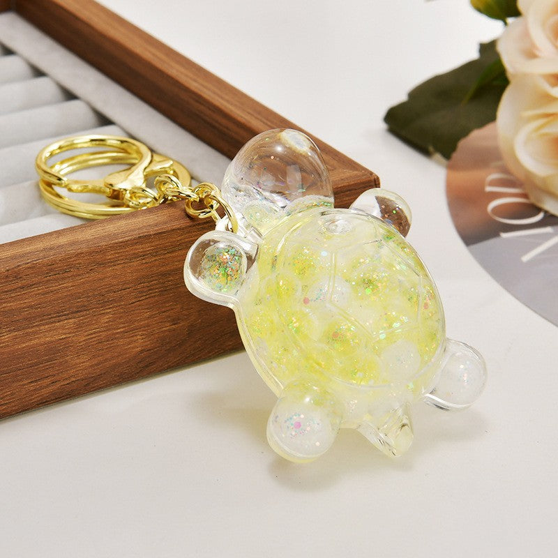 Wholesale Acrylic flowing sand turtle keychain