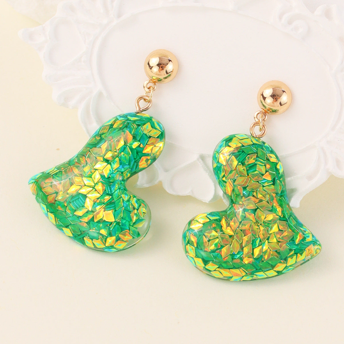 Wholesale Valentine's Day Resin Colorful Heart Earrings