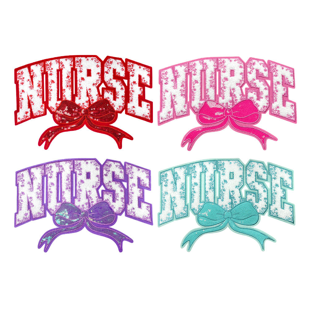 Wholesale Large 28Cm Nurse Sequin Embroidered Patch Hot Melt Glue For Coats And ets Chic DIY Craft Supply