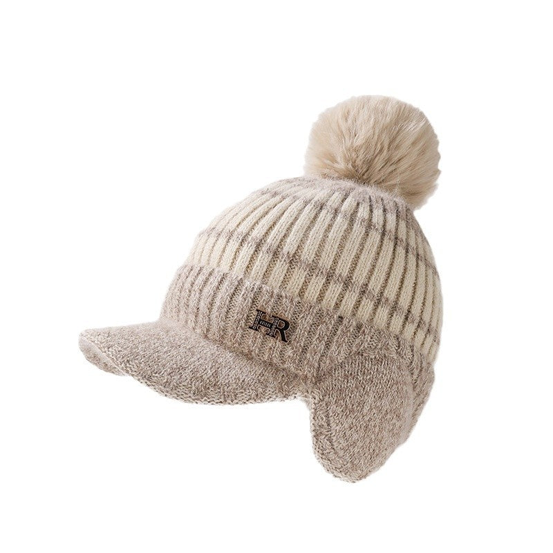 Wholesale Autumn and Winter Rabbit Fur Versatile Ear Protection Knitted Outdoor Warm and Thick Duckbill Cap