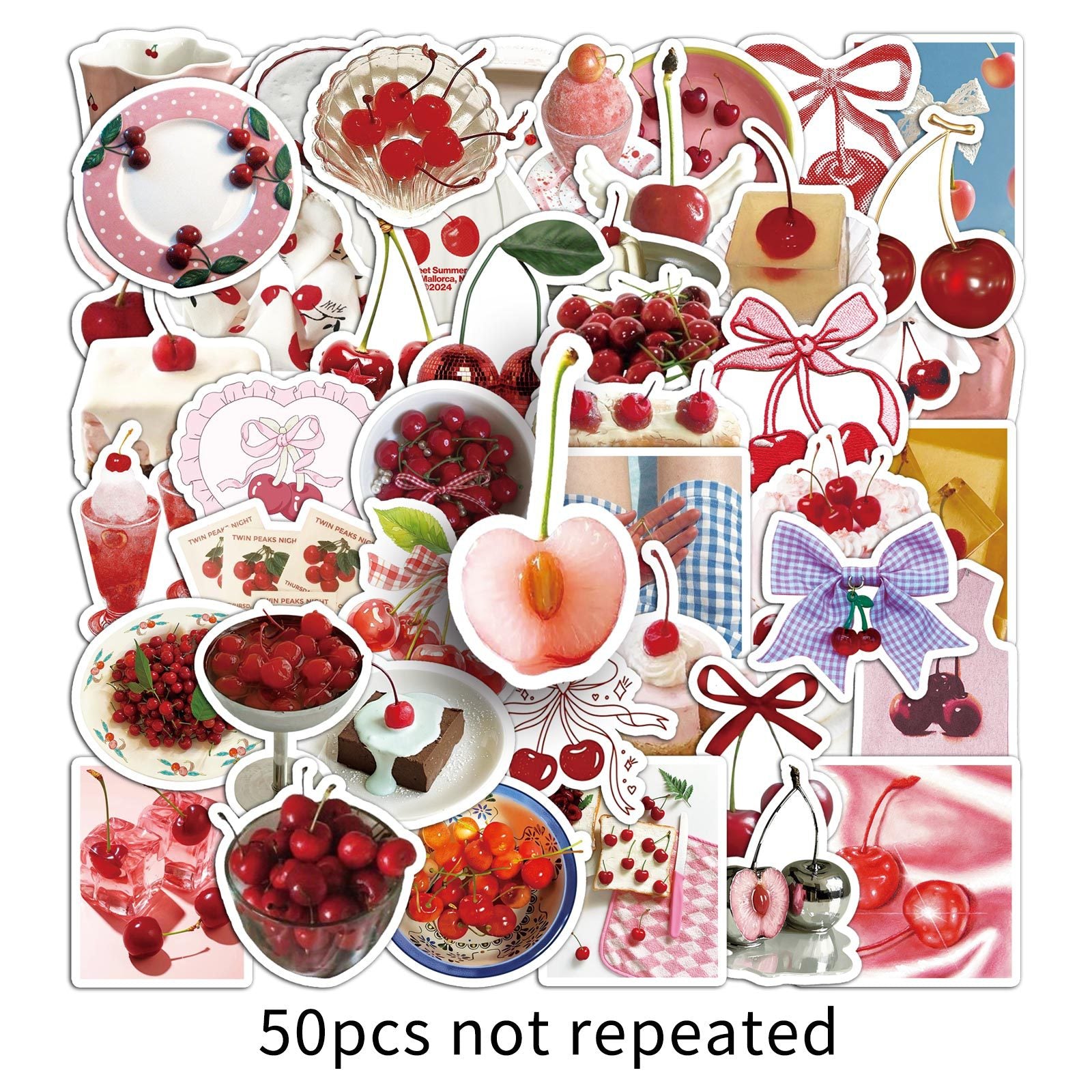 Wholesale 50pcs red cherry fruit stickers