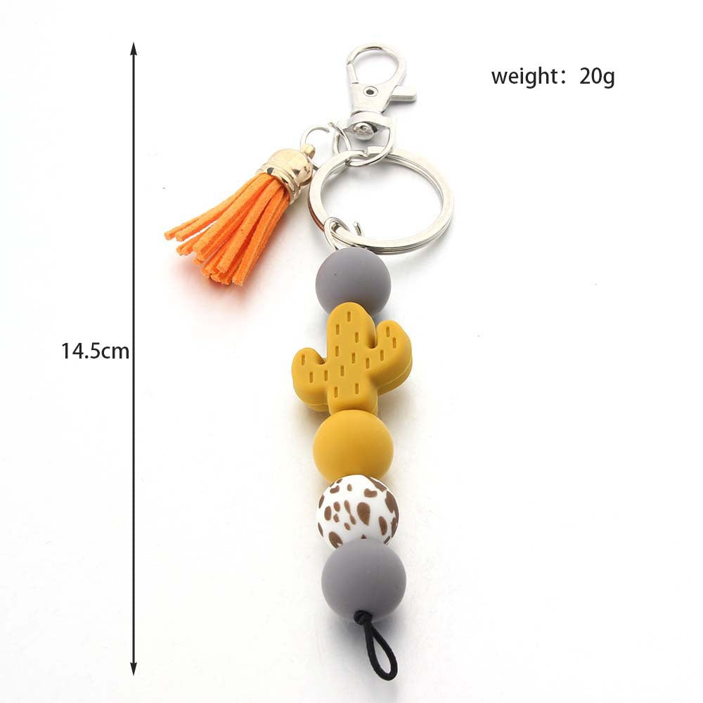 Wholesale Cartoon Cactus Food Grade Silicone Beads Keychain