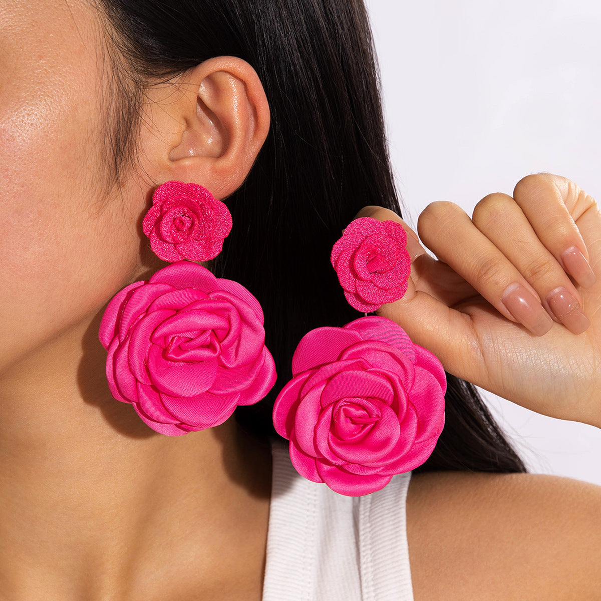 Wholesale Valentine' s Day Fresh Multi-colored Flower Earrings