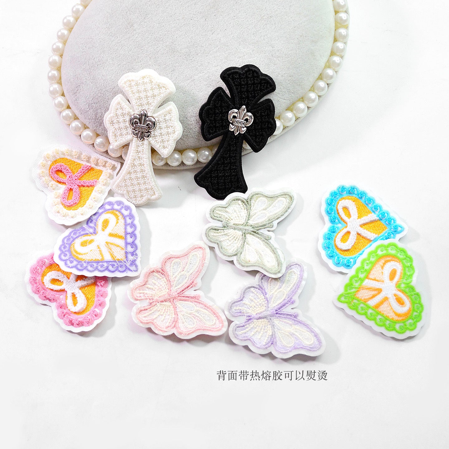 Wholesale Chic Pink Sequin Butterfly Embroidered Patch Felt Base DIY Sewing Decorative For Clothing Towels And Home Decor