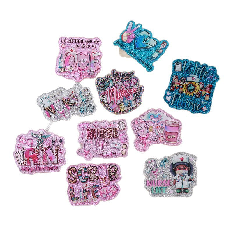 Wholesale 10pcs Cartoon Medical Staff Name Badges  Acrylic Flatback