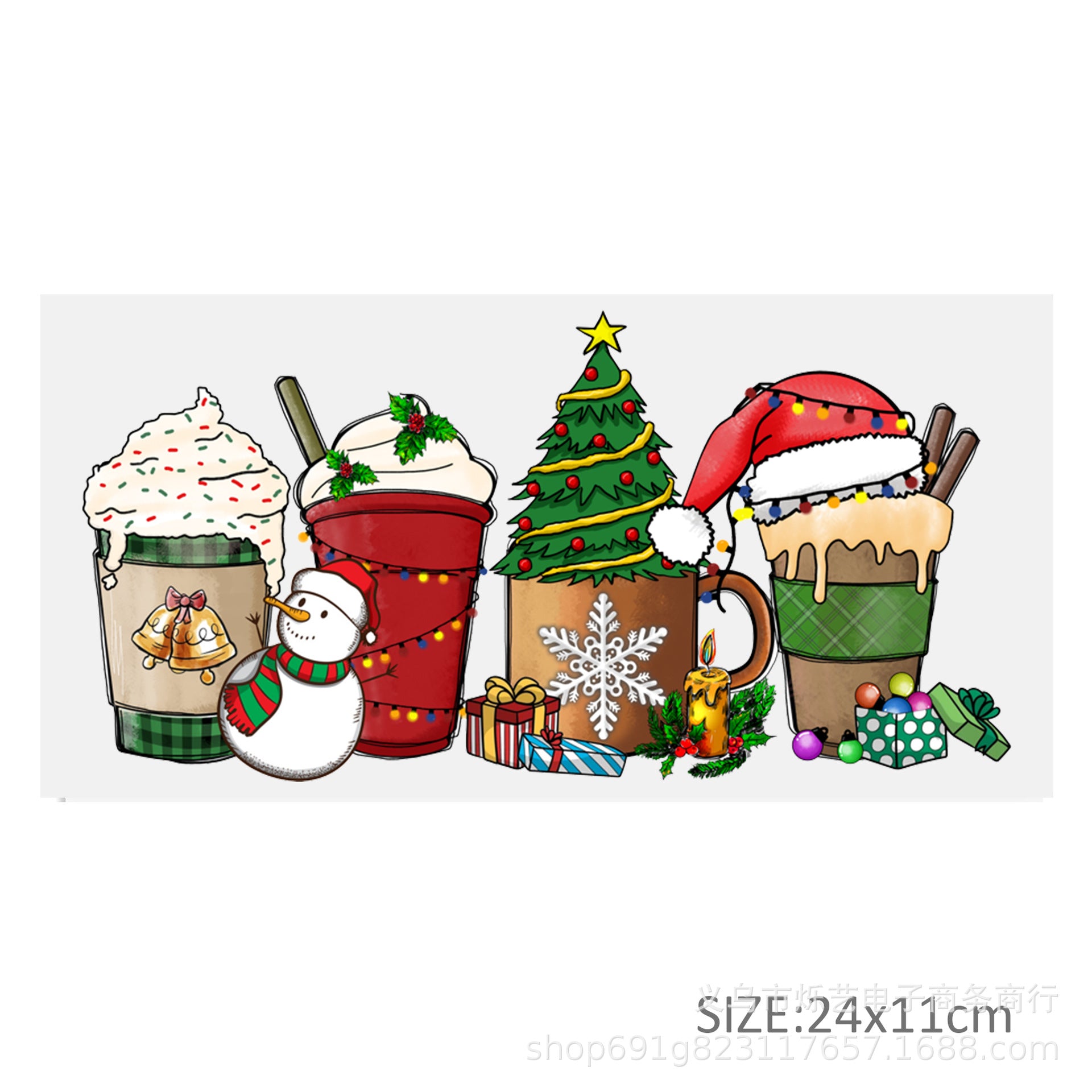 Wholesale Christmas  Snowman Drink  16oz Cup UV DTF Wraps