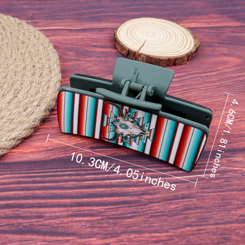 Wholesale Retro Personalized Western Bohemian Style Cow Head Stripe Pattern Leather Gripper