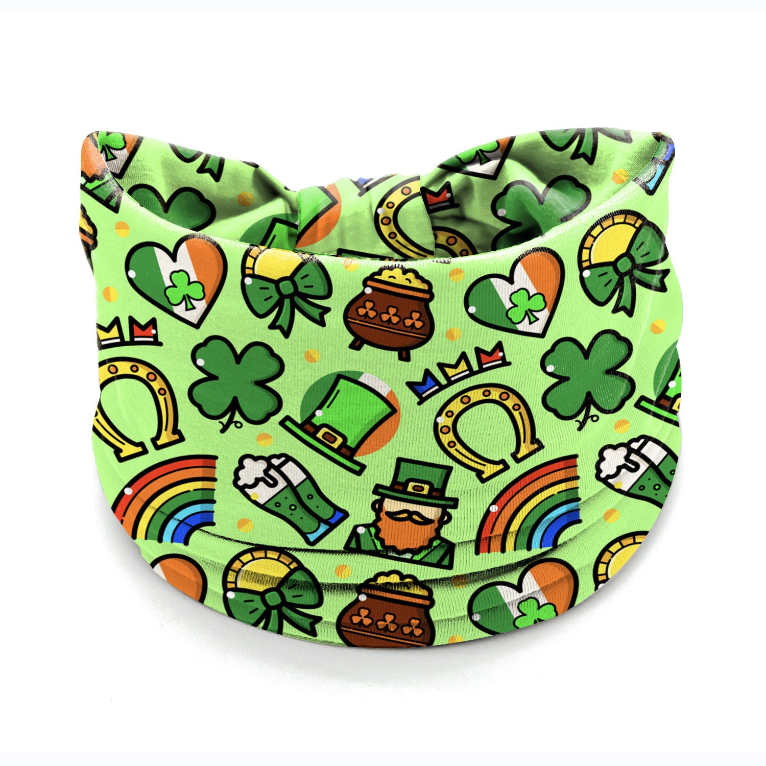 Wholesale St. Patrick's Day Printed Irish Shamrock Elastic Hairband Wide Bandana