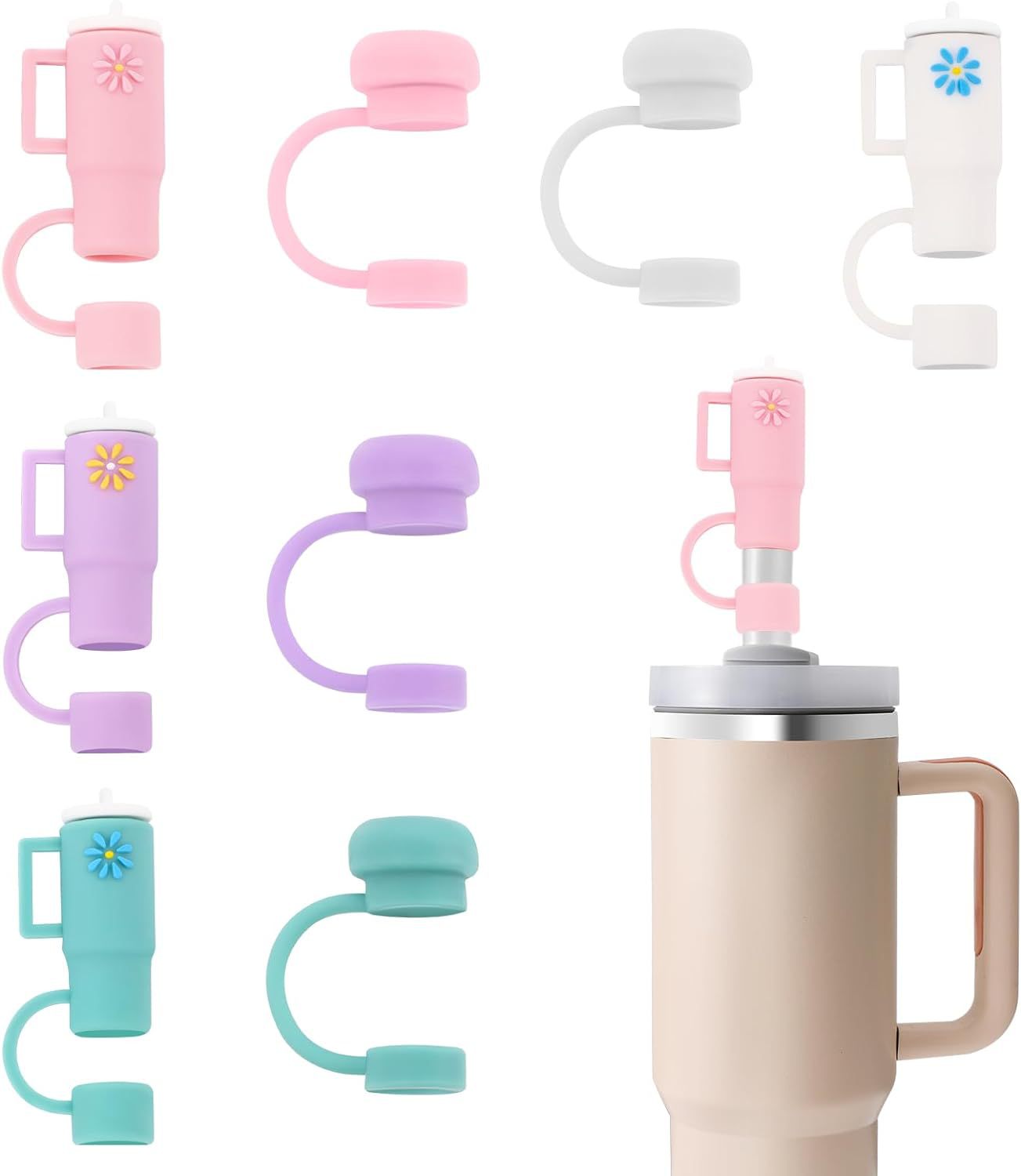 Wholesale 8pcs/pack 10mm Creative Cartoon Straw Cap