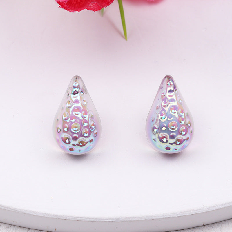 Wholesale Retro High-end Water Drop Acrylic Color Hammered Earrings