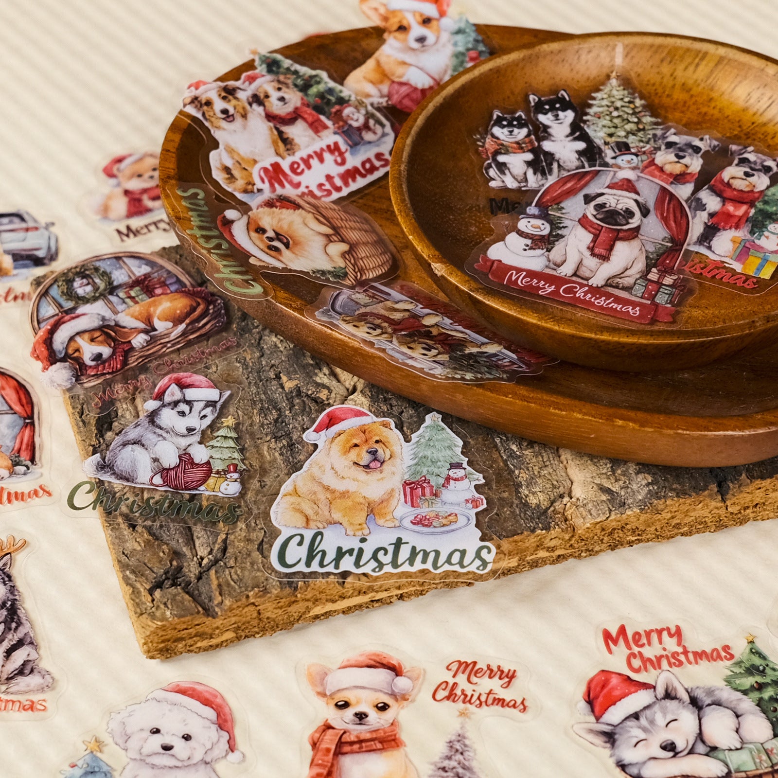 Wholesale 56pcs Christmas dog cartoon stickers