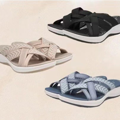 Wholesale Large Size Thick-soled Crossover Sandals Summer Latest Flat-soled Fly-woven Soft-soled Casual Sandals