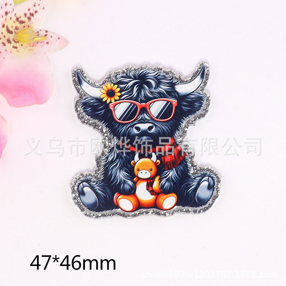 Wholesale  10pcs  New loose powder cartoon cute calf pony bag accessories acrylic cute DIY patch accessories