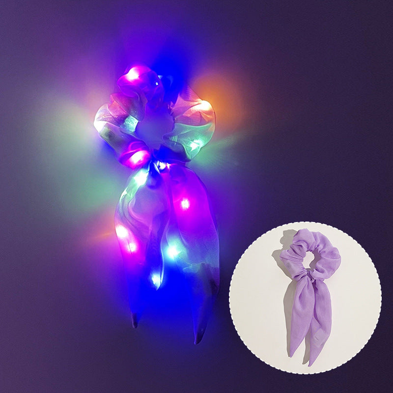 Wholesale Led Luminous Large Intestine Hair Ring DIY Night Light Flower Shiny Fat Intestine Head Rope Nightclub Rubber Band Hair Accessories