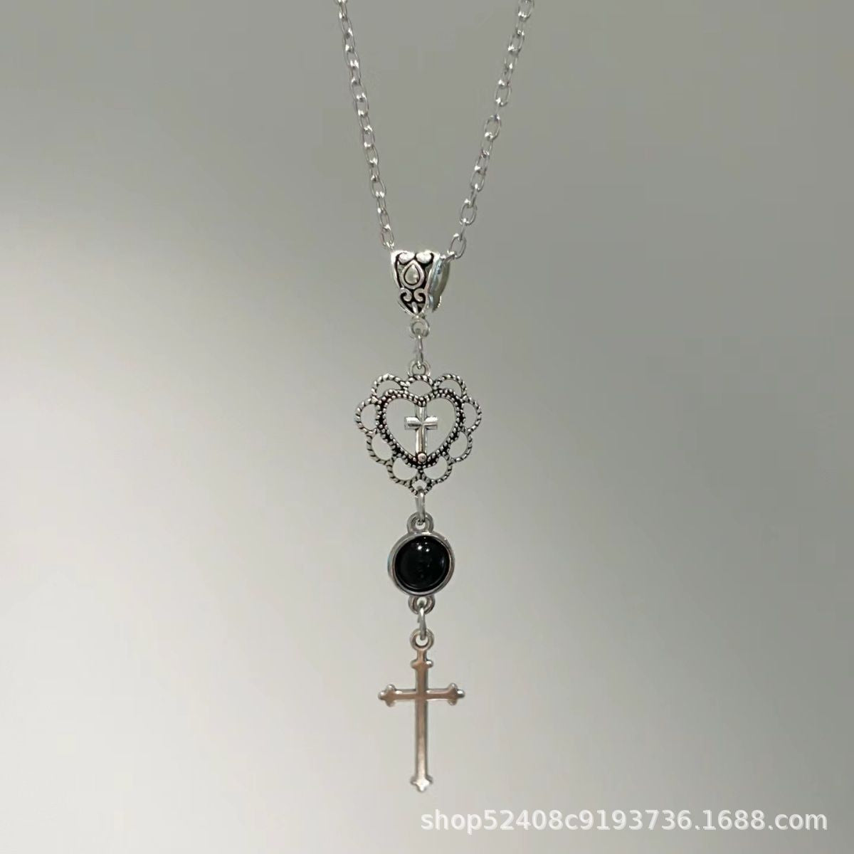 Wholesale Titanium steel retro dark subculture cross necklace