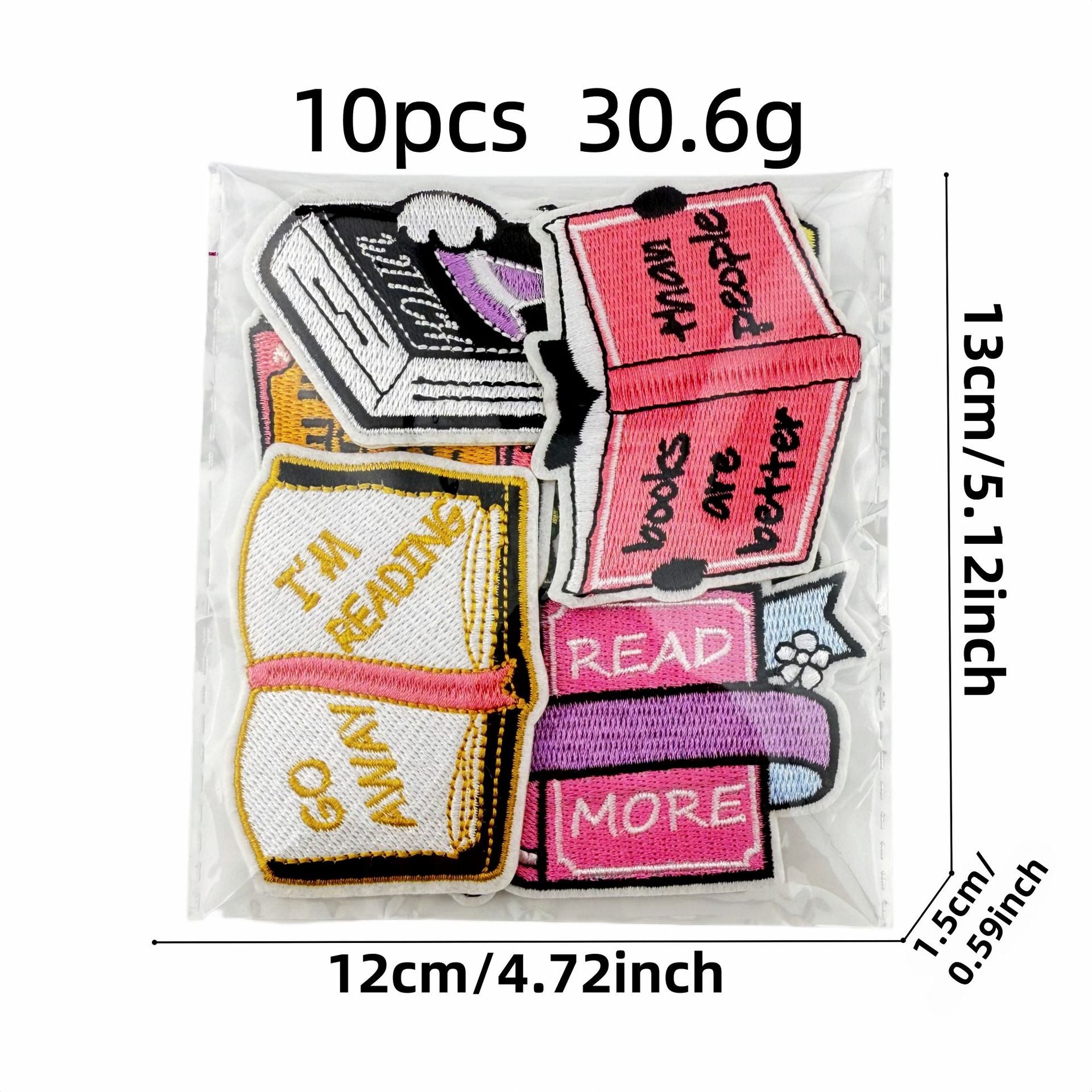 Wholesale Polyester Embroidered Cartoon Book Iron On Patch Reading Badge Decorative Fashion Accessory