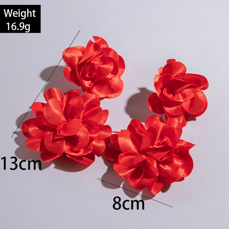 Wholesale Fresh multi-color flower earrings gentle simulation large flower earrings