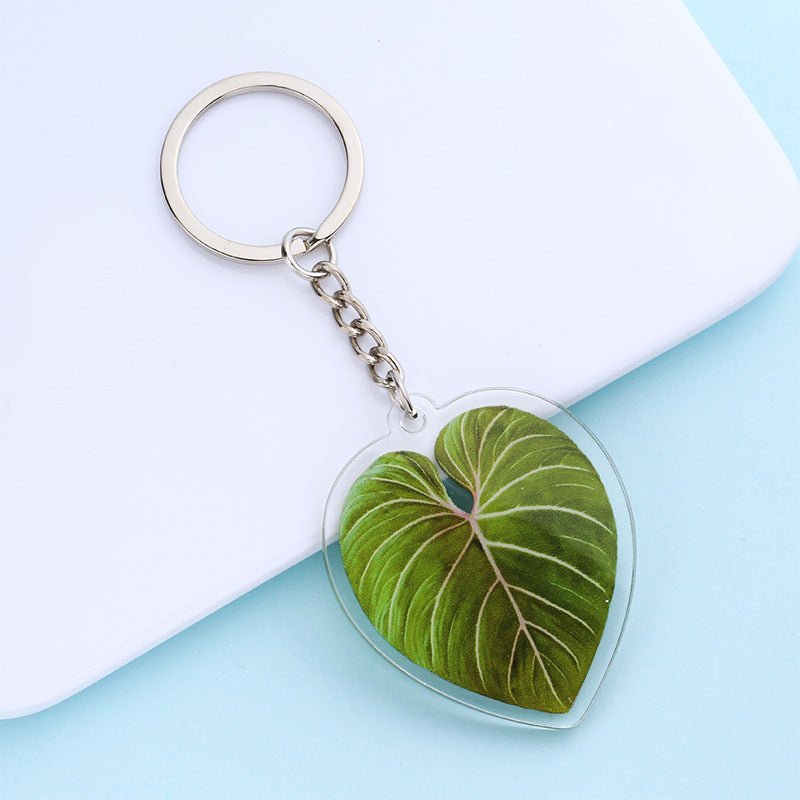 Wholesale 50PCS Creative Simulated Leaf Acrylic Keychain