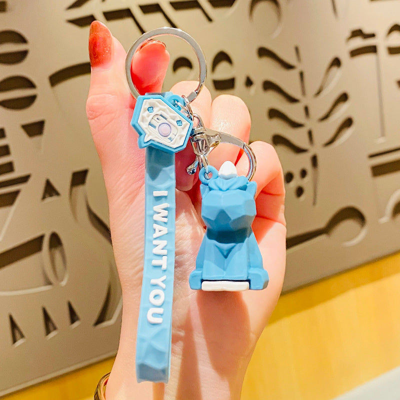 Wholesale Cartoon Faceted Geometric Animal Three-dimensional Doll Resin Key Chain