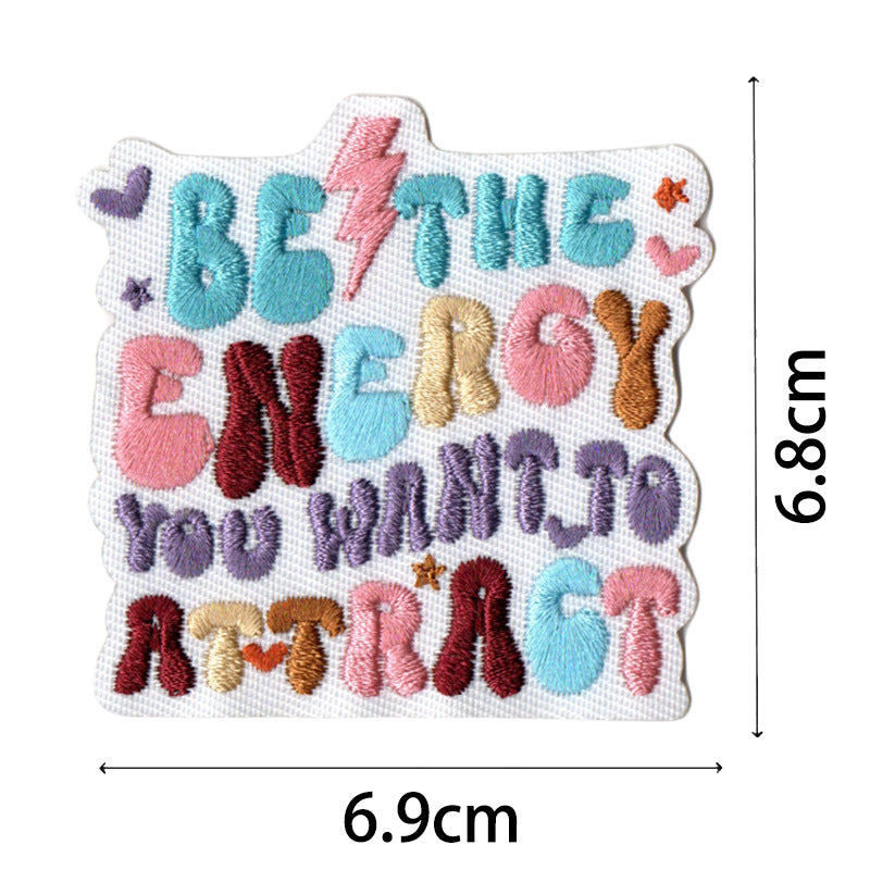 Wholesale Bohemian embroidered fabric patch with positive energy quotes for bags  DIY Patches