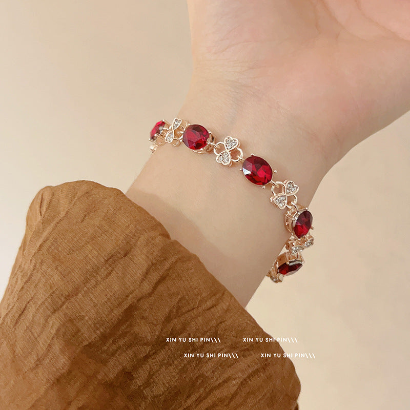 Wholesale Super shiny red zircon high-end fashion all-match red snake niche personality hand jewelry