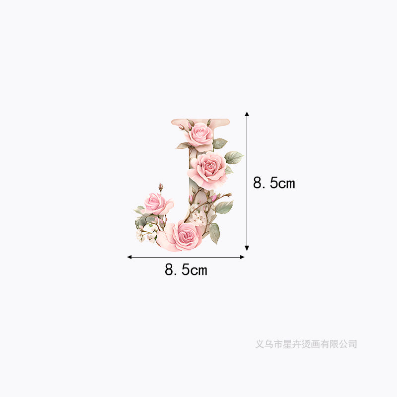 Wholesale 10pcs 26 letter flower branches and leaves UV DTF Ready to Press Transfers Wraps