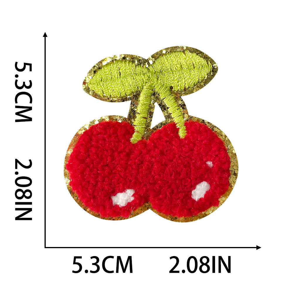 Wholesale Cherry Fruit Towel Embroidery Patch Iron On Adhesive Applique For Coats Chic Fashion Accessory