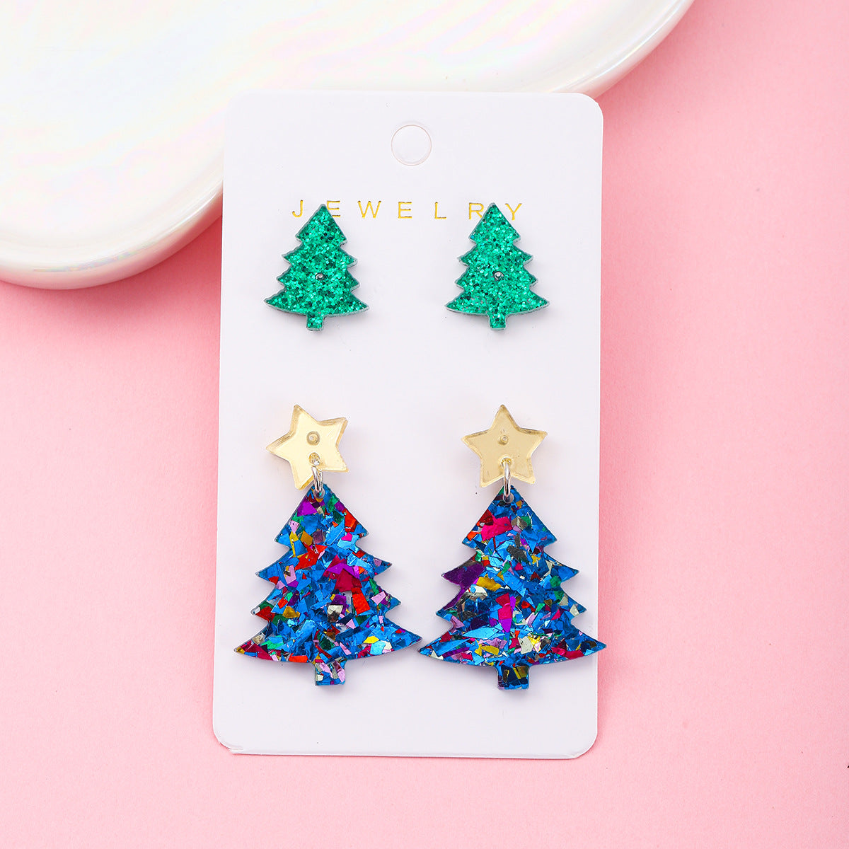 Wholesale Christmas Tree Snowman Series Acrylic Earrings Set