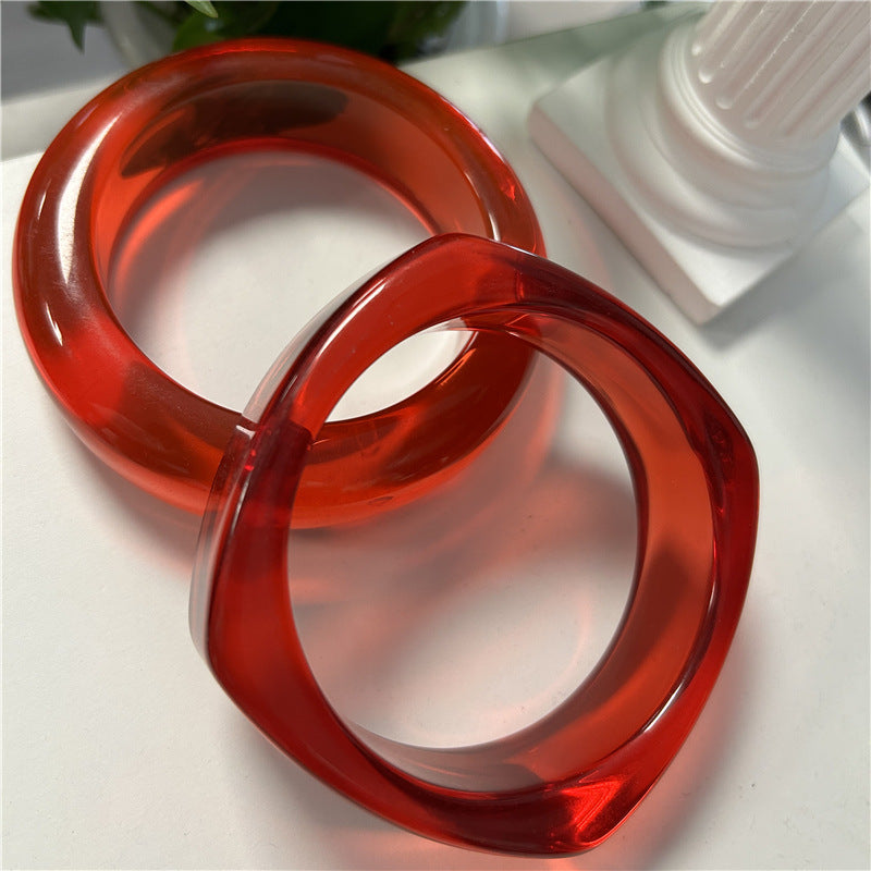 Wholesale New Stylish Transparent Red Resin Style Stacked Bracelet