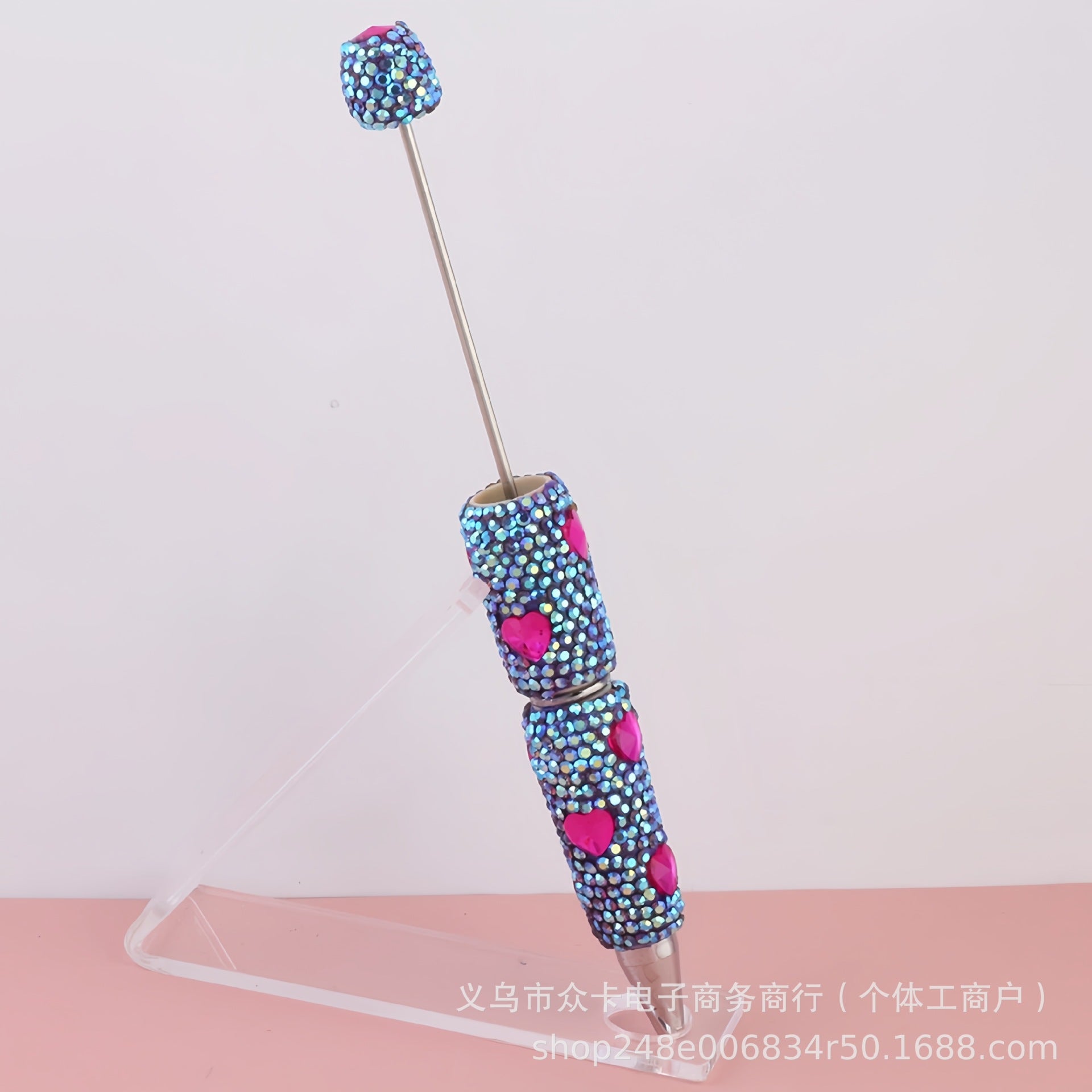 Wholesale 10pcs Heart-Shaped Colorful  Full Diamond  DIY Fancy Beadable Pens