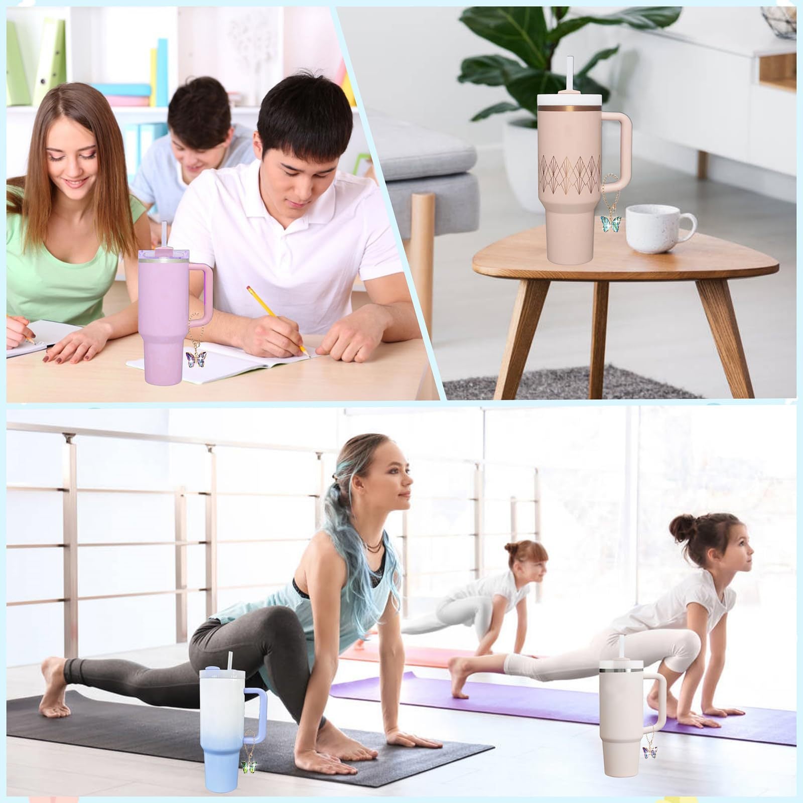 Wholesale Gradient Color Crystal Butterfly Chain Versatile DIY Water Cup Chain Accessories