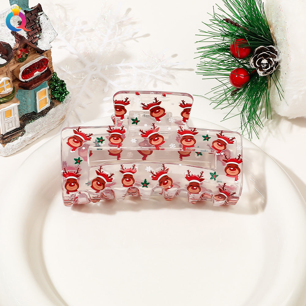 Wholesale Christmas Cartoon Print Hair Clips