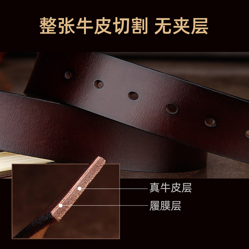 Wholesale Men' s Genuine Leather Belt  Retro Pin Buckle Waist Belt