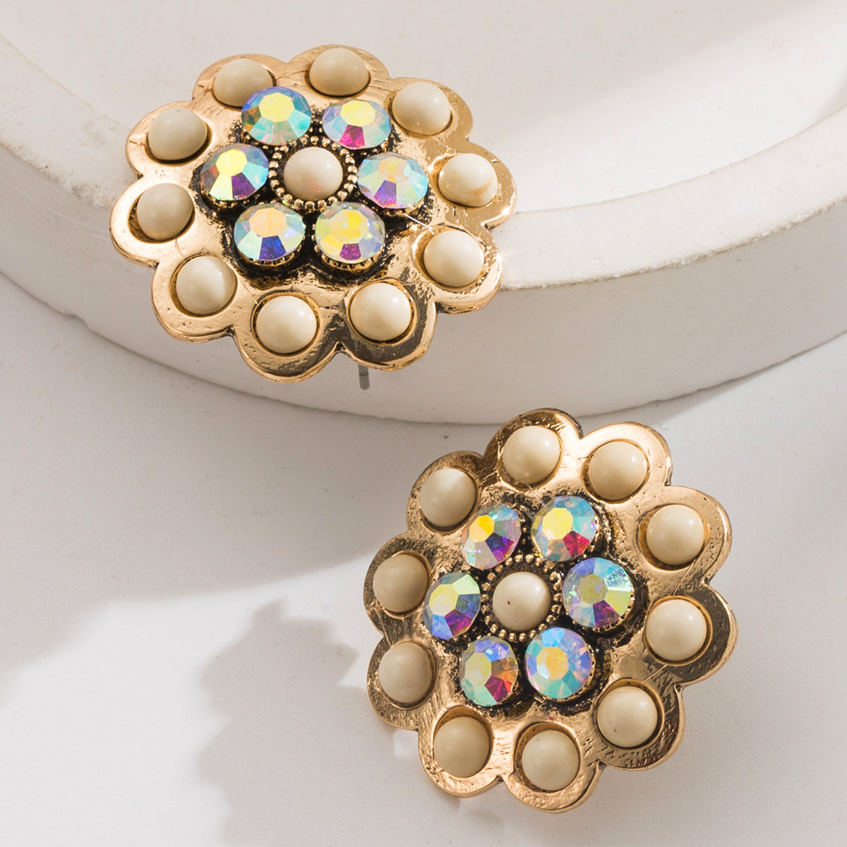 Wholesale Western style turquoise earrings vintage diamond turquoise flower earrings