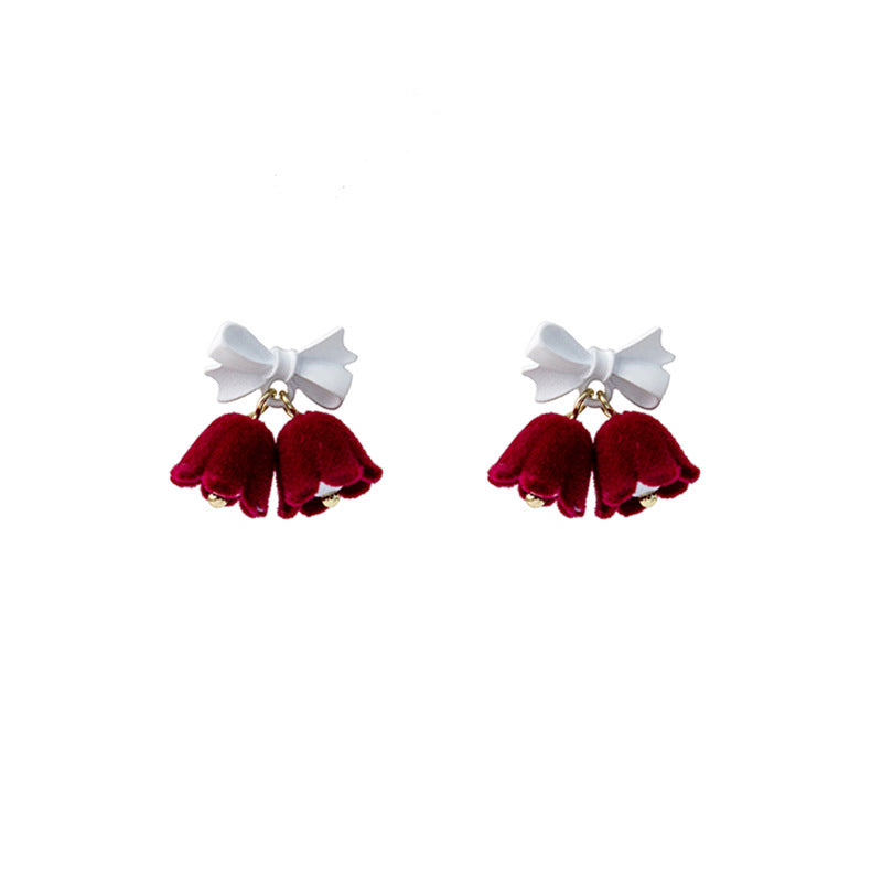 Wholesale Bow Pearl Christmas Earrings